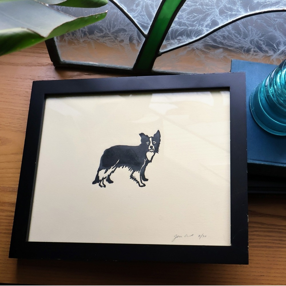 Border Collie Drawing, Signed and Numbered Framed Dog Art